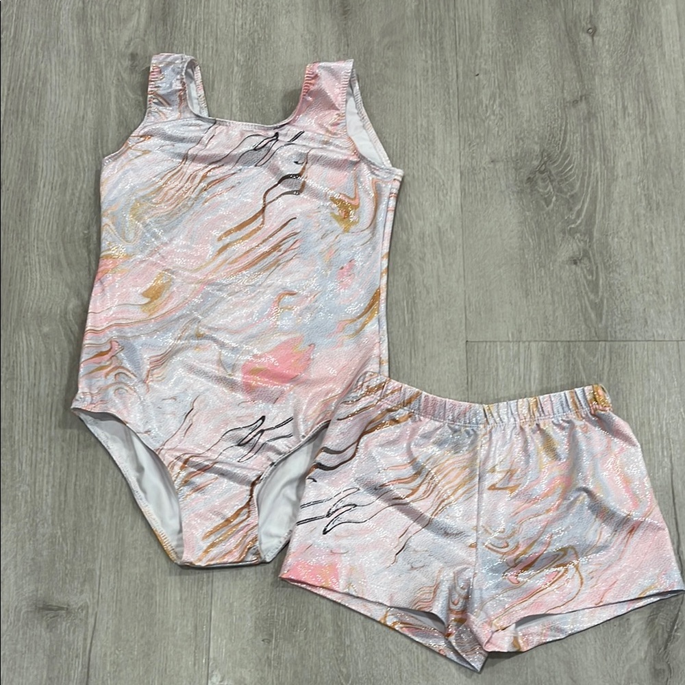 Pink and Gold Swirl Gymnastic Set